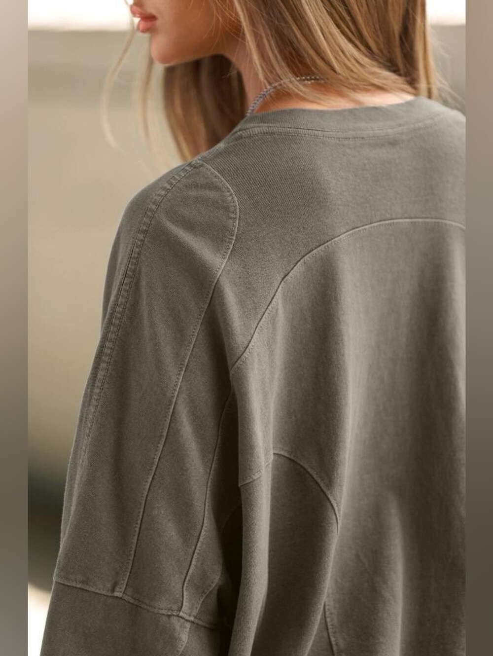 Joah Brown Vintage Panel Long Sleeve Oversized Tee Haze Cotton S/M RUNS BIG - Picture 3 of 9